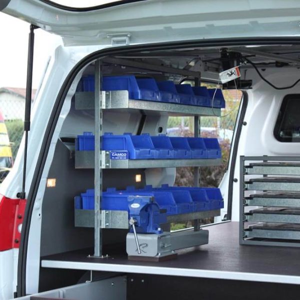 Construction Fitouts Shelving with a Jetrack for step ladder