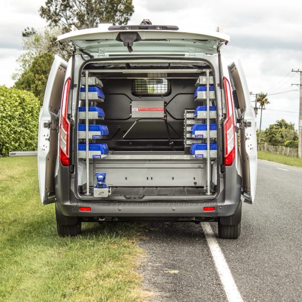 Ford Transit Fitout Mid-Van Split Drawer, Versi Shelving + Slide-a-Vice