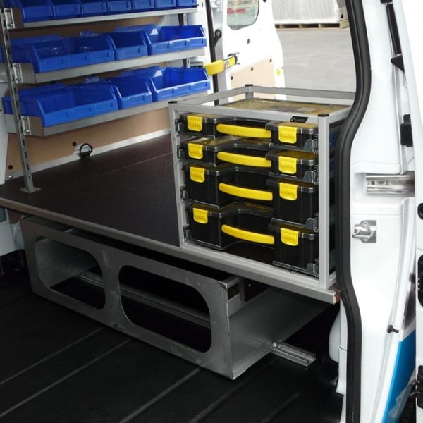 Construction Fitouts Drawer + False Floor, Versi Shelving and Stack-a-Box